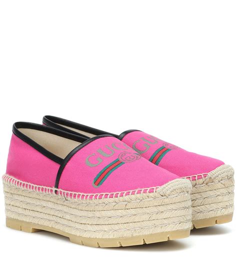 pink gucci espadrilles|gucci platform espadrilles.